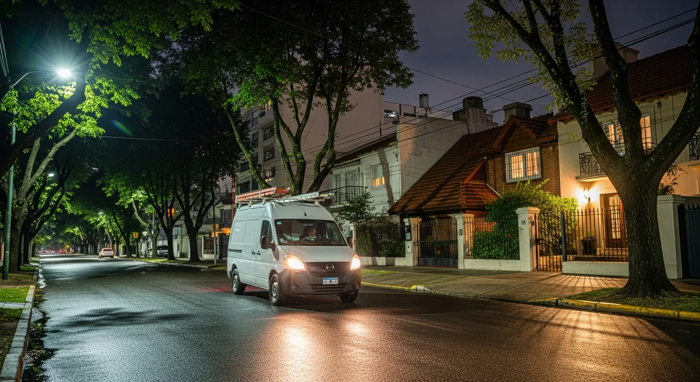 Móvil de urgencias en camino durante la noche